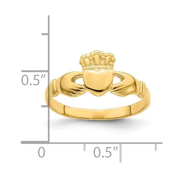 Kazi Luxury 14k Yellow Gold Polished Claddagh Ring
